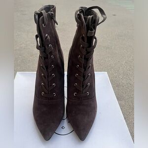 Gray suede laced booties